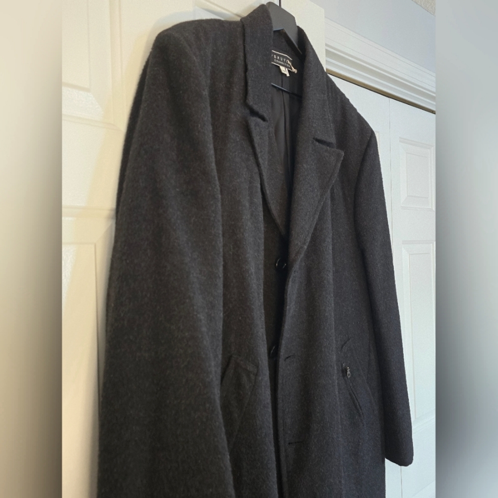 Mens Peruvian Connection Charcoal Alpaca Wool  coat Large - Picture 5 of 6